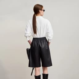 Amii Shorts For Woman 2025 Winter New Straight Versatile Leather Casual Shorts Women's PU Wide-leg Solid Color Pants 12544065