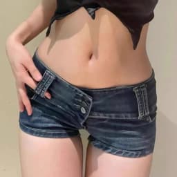 American Retro Low Waist Breasted Denim Shorts Women 2026 Summer New Super Shorts Y2k Spice Girl Slim Jeans Hip Shorts