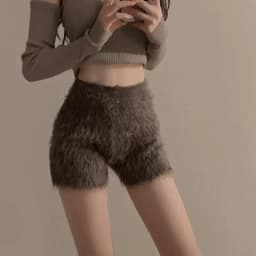 Korean Pantalones Cortos De Mujer Knitted Shorts For Women Fashion Furry High Waist Casual Summer Y2k Pants 2026 New Bottoms