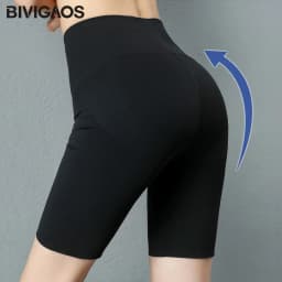 BIVIGAOS Summer Sharkskin Biker Shorts Women's Stretch High Waist Knee Short Outside Bodybuilding Sexy Shorts Tide Sports Shorts