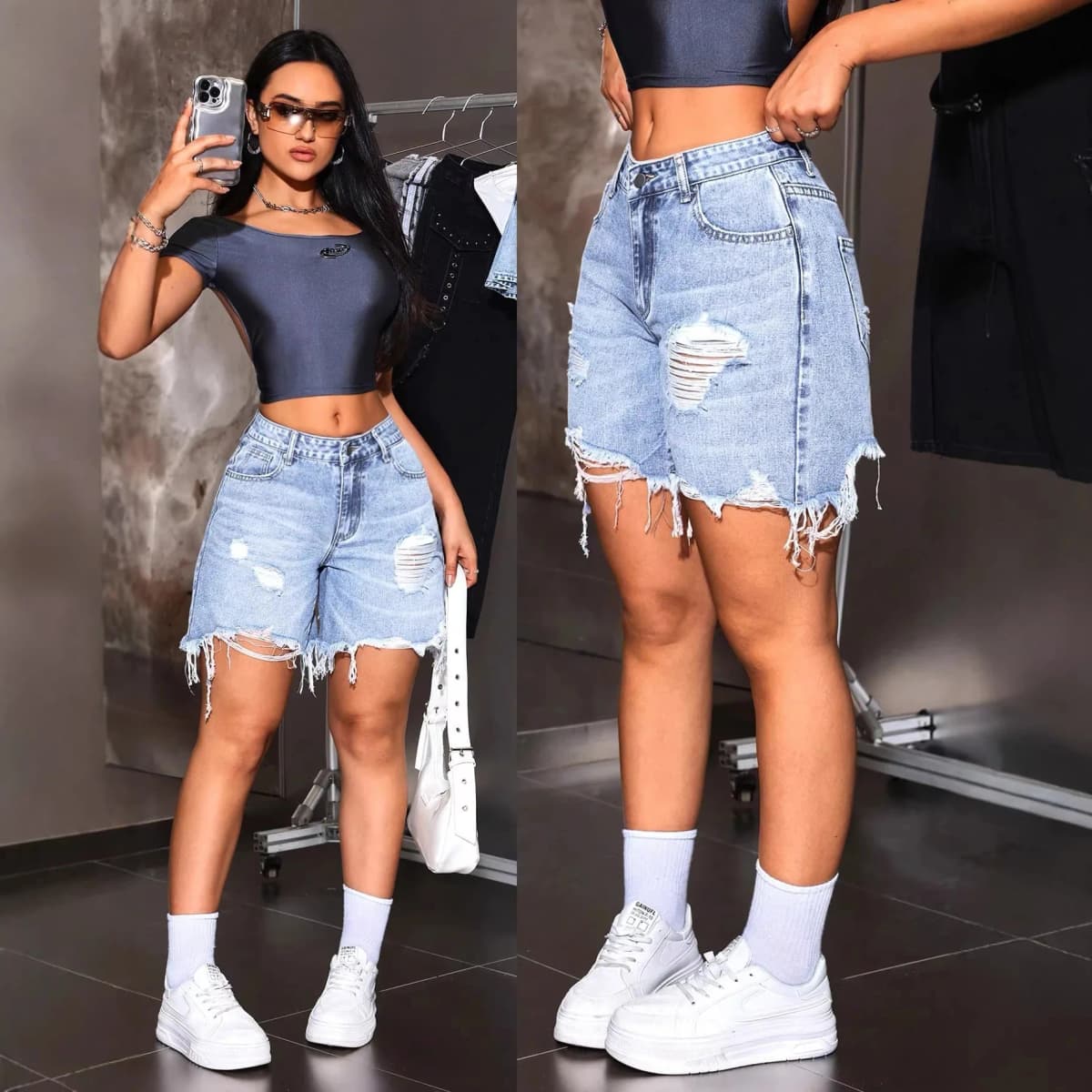 Denim Pant Women Shorts Jeans Vintage Short Pants High Waist Casual Loose Hole Trousers Y2k Streetwear Elegant Summer 2026