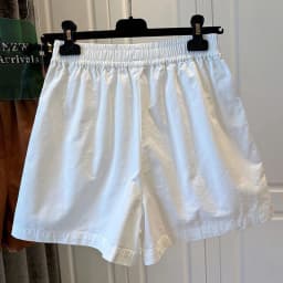 100% Cotton Elastic Waist Casual Shorts for Women Summer Loose Wide Leg Shorts Woman Solid Color Comfortable Pocket Beach Pants