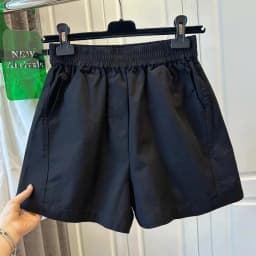 100% Cotton Elastic Waist Casual Shorts for Women Summer Loose Wide Leg Shorts Woman Solid Color Comfortable Pocket Beach Pants