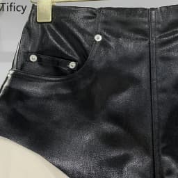 TIFICY High Street Shorts Women's New High Waisted Zipper Shapewear Denim Coated Flat Corner Pocket Color Blocked Shorts