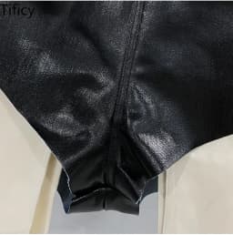 TIFICY High Street Shorts Women's New High Waisted Zipper Shapewear Denim Coated Flat Corner Pocket Color Blocked Shorts