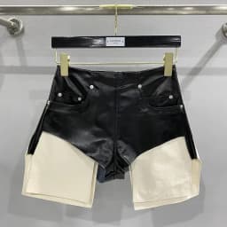 TIFICY High Street Shorts Women's New High Waisted Zipper Shapewear Denim Coated Flat Corner Pocket Color Blocked Shorts