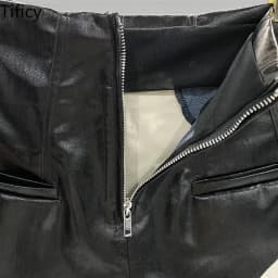 TIFICY High Street Shorts Women's New High Waisted Zipper Shapewear Denim Coated Flat Corner Pocket Color Blocked Shorts