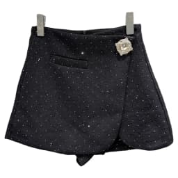 DEAT 2026 Autumn New Fashion Rhinestone Diagonal Hem Shorts Skirts For Women Elegant Versatile A-line Short Pant Female 11A05878
