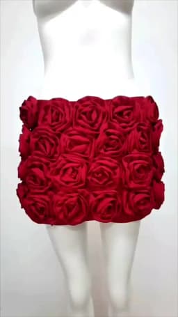 DEAT Fashion Three-dimensional Rose Flower Decoration Women's Shorts Mid Waist Red Mini Shorts Skirts Summer 2024 New 7AB3821