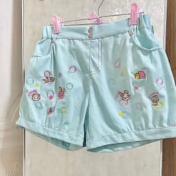 Y2k Aesthetics Punk Shorts Cartoon Embroidery Pockets High Waist Flower Bud Short Pant Hauajuku Girl Sweet Cute Women's Clothing