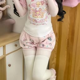 Y2k Aesthetics Punk Shorts Cartoon Embroidery Pockets High Waist Flower Bud Short Pant Hauajuku Girl Sweet Cute Women's Clothing