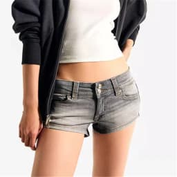 Y2K Retro Women Low Rise Denim Shorts Double Button Mini Jean Shorts Fitted Straight Leg For Casual Summer Streetwear