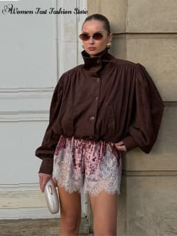 Sexy Lace Splicing Velvet Short Pants Women's Loose Elastic Waist High-waisted Mini Shorts 2026 Summer New Female Streetwear