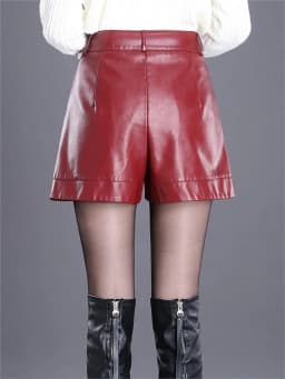 ZUZK Women Short Pu Leather Shorts 2024 Fall Winter All-Match Shorts Female High Waist Ladies Casual Shorts Boots Shorts 5XL