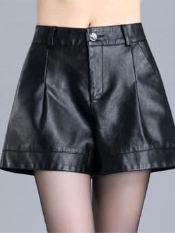 ZUZK Women Short Pu Leather Shorts 2024 Fall Winter All-Match Shorts Female High Waist Ladies Casual Shorts Boots Shorts 5XL