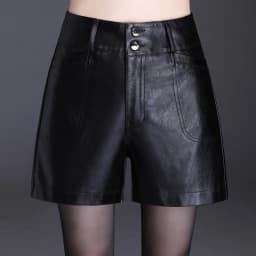 ZUZK Women Fashion PU Leather Shorts Autumn Winter Female High Waist Slim Streetwear Punk Motorcycle Lady's Boot Shorts