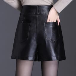 ZUZK Women Fashion PU Leather Shorts Autumn Winter Female High Waist Slim Streetwear Punk Motorcycle Lady's Boot Shorts