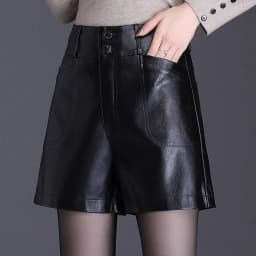 ZUZK Women Fashion PU Leather Shorts Autumn Winter Female High Waist Slim Streetwear Punk Motorcycle Lady's Boot Shorts