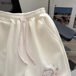 Japanese Sweet Lolita Style Shorts Women Kawaii Cartoon Cat Embroidery Short Pants Y2k Cute Patchwork Plaid Shorts Ropa Mujer