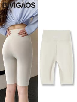 BIVIGAOS Summer Fat Girl Knee Length Cycling Shorts Women High Waist Tight Fit Shark Shorts Sports Yoga Biker Short Leggings