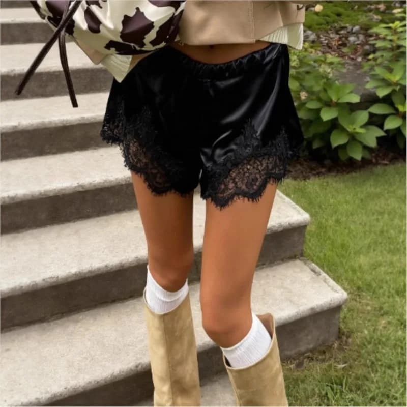 Sexy Lace Shorts Women's Clothing Fashion Solid Holiday High Street Beach Party Pants For Female Summer Casual Clothes New 2026