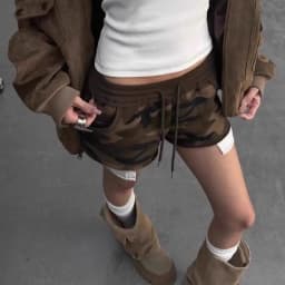 Aoaiiys Spice Girls Shorts Women Vintage Camouflage Print Shorts High Waisted Drawstring Fashion Design Short Summer 2026 New