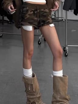 Aoaiiys Spice Girls Shorts Women Vintage Camouflage Print Shorts High Waisted Drawstring Fashion Design Short Summer 2026 New