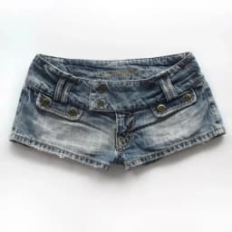 New Gothic Retro Blue Washed Mini Shorts Women Y2K Harajuku Covered Pocket Low Waist Shorts Sexy Hot Girl Denim Shorts
