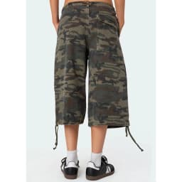 Retro Women Summer Autumn Cargo Shorts Casual Camouflage Print Loose Drawstring Short Pants for Club Streetwear