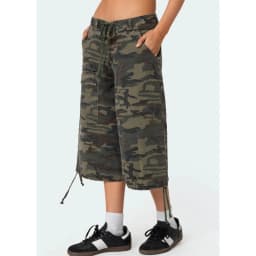 Retro Women Summer Autumn Cargo Shorts Casual Camouflage Print Loose Drawstring Short Pants for Club Streetwear