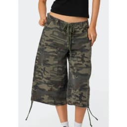 Retro Women Summer Autumn Cargo Shorts Casual Camouflage Print Loose Drawstring Short Pants for Club Streetwear