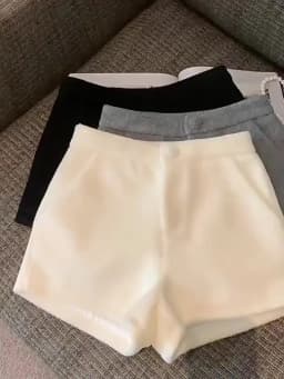 Autumn Winter White Faux Mink Velvet Shorts Women Thicken Warm Plush Boot Pants High Waist Casual Wide Leg Short Pants Female