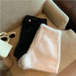 Autumn Winter White Faux Mink Velvet Shorts Women Thicken Warm Plush Boot Pants High Waist Casual Wide Leg Short Pants Female