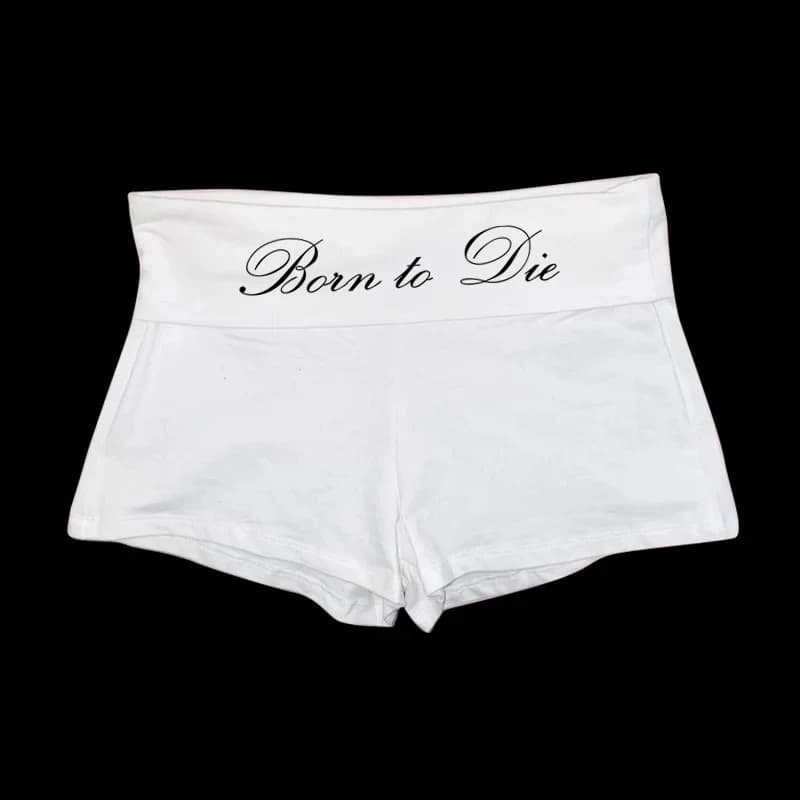 Y2K punk gothic emo girl streetwear fashion vintage casual women's shorts summer hip hop letter print white bottoms sexy shorts