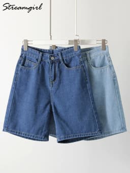 High Waist Long Denim Shorts For Women Summer 2025 Straight Short Jeans Streetwear Slim Women Jeans Denim Pants Jean Shorts