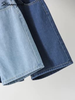 High Waist Long Denim Shorts For Women Summer 2025 Straight Short Jeans Streetwear Slim Women Jeans Denim Pants Jean Shorts