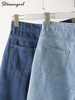 High Waist Long Denim Shorts For Women Summer 2025 Straight Short Jeans Streetwear Slim Women Jeans Denim Pants Jean Shorts