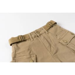 American Vintage Belt Trim High Waist Large Pockets Cargo Shorts Women A-line Long Legs Khaki Casual Shorts Hot Short Pant Chic