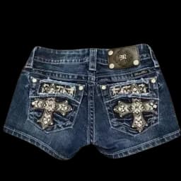 Women Y2K Vintage Shorts Black Embroidered Denim High Waisted Shorts Hot Girl Hip Hop Western Retro Street Style Sexy Aesthetic