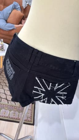 Women Y2K Vintage Shorts Black Embroidered Denim High Waisted Shorts Hot Girl Hip Hop Western Retro Street Style Sexy Aesthetic