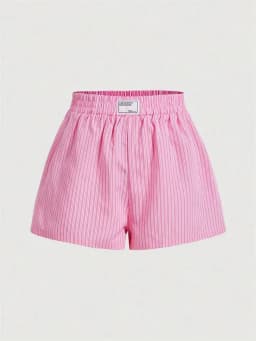 Striped Letter Label Shorts for Women Summer Casual Pink Elastic Waist Shorts Streetwear