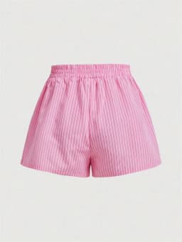 Striped Letter Label Shorts for Women Summer Casual Pink Elastic Waist Shorts Streetwear
