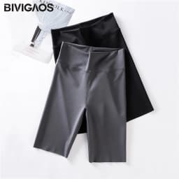 BIVIGAOS Summer Sharkskin Fabric Biker Shorts Women's Thin Black Cycling Shorts Slim Skinny Sport High Waist Fitness Shorts
