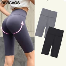 BIVIGAOS Summer Sharkskin Fabric Biker Shorts Women's Thin Black Cycling Shorts Slim Skinny Sport High Waist Fitness Shorts