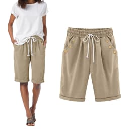 Casual Beach Ladies' Shorts Holiday Vocation Summer Slacks Women Solid Color Casual Button Pocket Elastic High шорты женские
