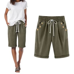 Casual Beach Ladies' Shorts Holiday Vocation Summer Slacks Women Solid Color Casual Button Pocket Elastic High шорты женские
