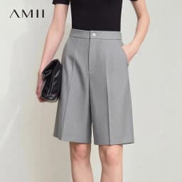 Amii Women's Shorts 2026 Summer New Office Casual Mid-Length Straight Leg Pants Versatile Knee Length Shorts for Women 12622021s