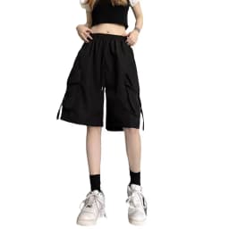 New Dopamine Athletic Shorts Women's Y2K American High Waist Cargo Shorts Casual Wide-leg Cropped Pants