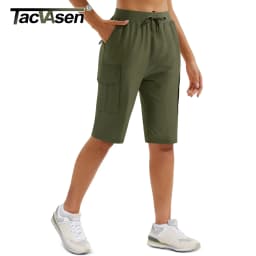 TACVASEN Womens 13 Inch Knee‑Length Cargo Bermuda Shorts UPF50+ Quick Dry Water Resistant Multi‑Pocket Lightweight Hiking Pants