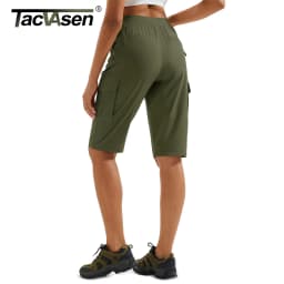 TACVASEN Womens 13 Inch Knee‑Length Cargo Bermuda Shorts UPF50+ Quick Dry Water Resistant Multi‑Pocket Lightweight Hiking Pants